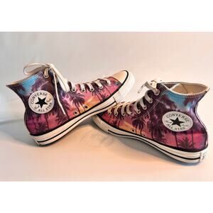 Converse High Tops Men 7.5 Women 9.5 Palm Trees Canvas Sneaker Chuck Taylor